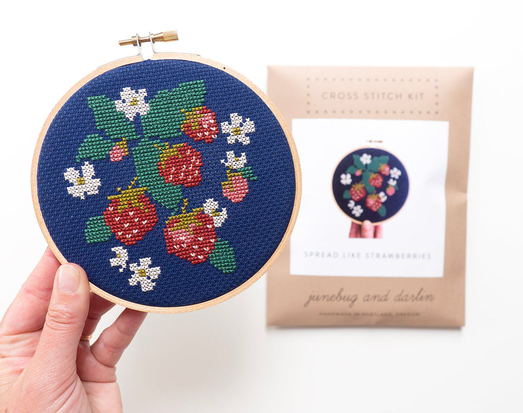 Junebug & Darlin - 5 Inch Cross Stitch Kit - Spread Like Strawberries