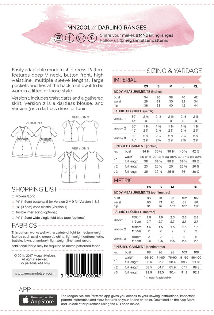 Megan Nielsen Patterns : Darling Ranges Dress – Bolt & Spool
