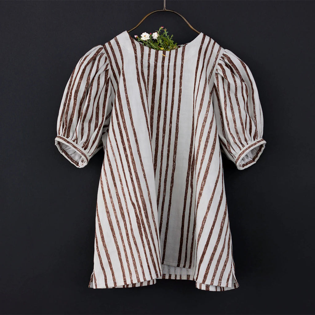 Nani Iro - Organic Cotton Double Gauze - SAAAA SAAAA - Brown and Pearl Stripe