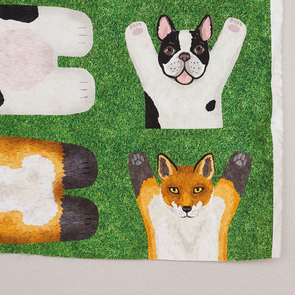 Kokka - Cotton Sheeting Panel - Home Deco Cat Friends - Grass