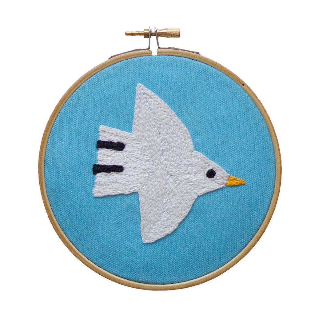 Cotton Clara - White Bird  Embroidery Hoop Kit