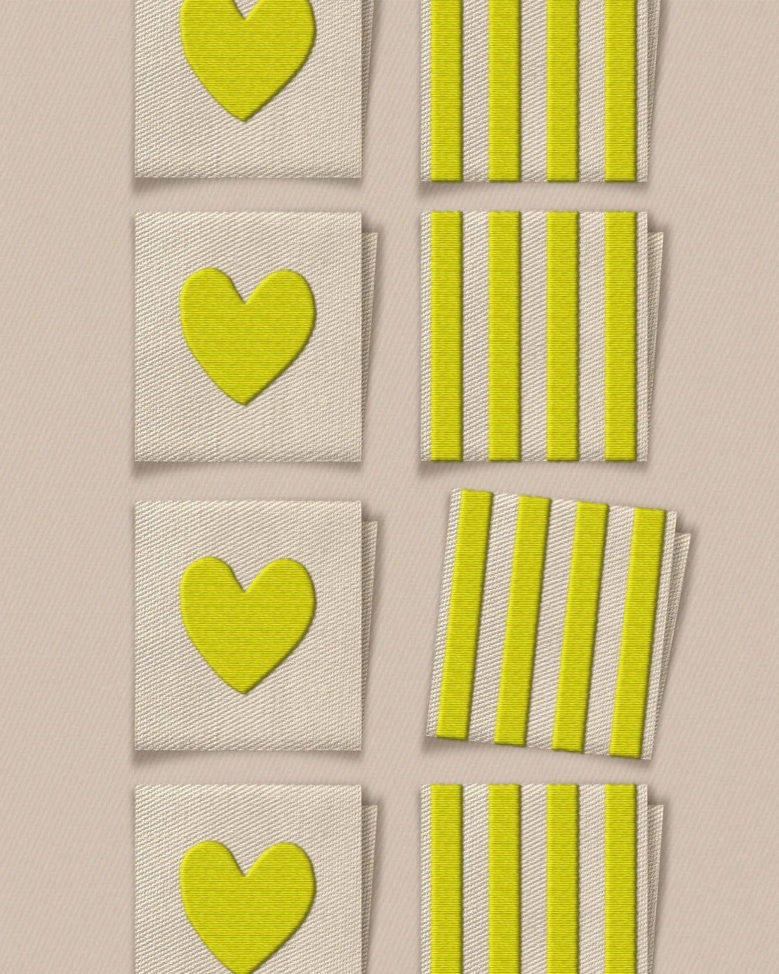 Matchy Matchy Sewing Club - Citron Heart/Stripe Woven Labels