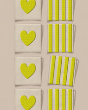 Matchy Matchy Sewing Club - Citron Heart/Stripe Woven Labels