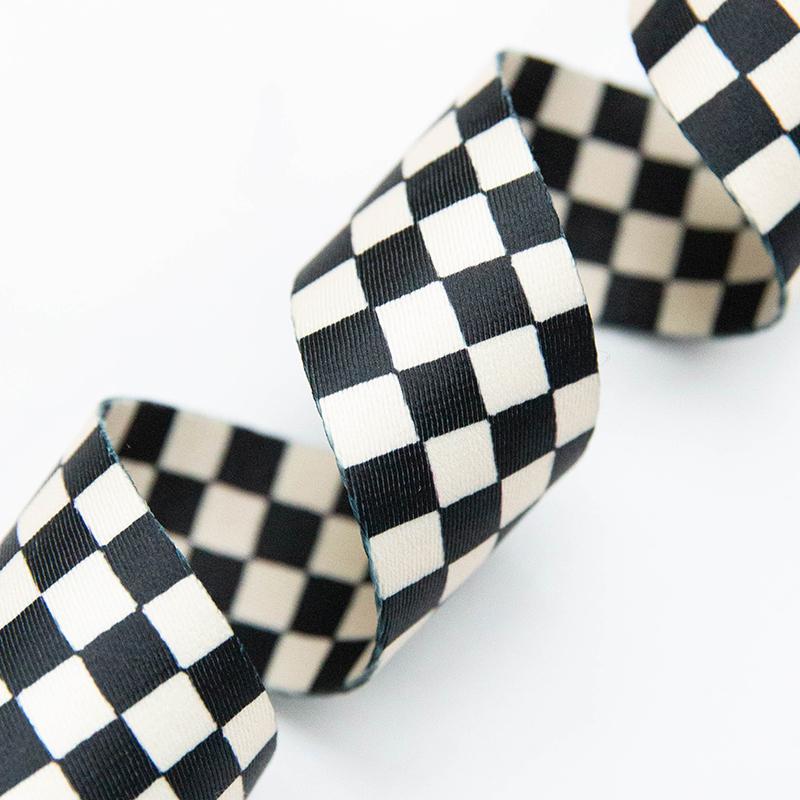 Ruby Star Society - 1.5" Webbing - Checker - Black and Natural