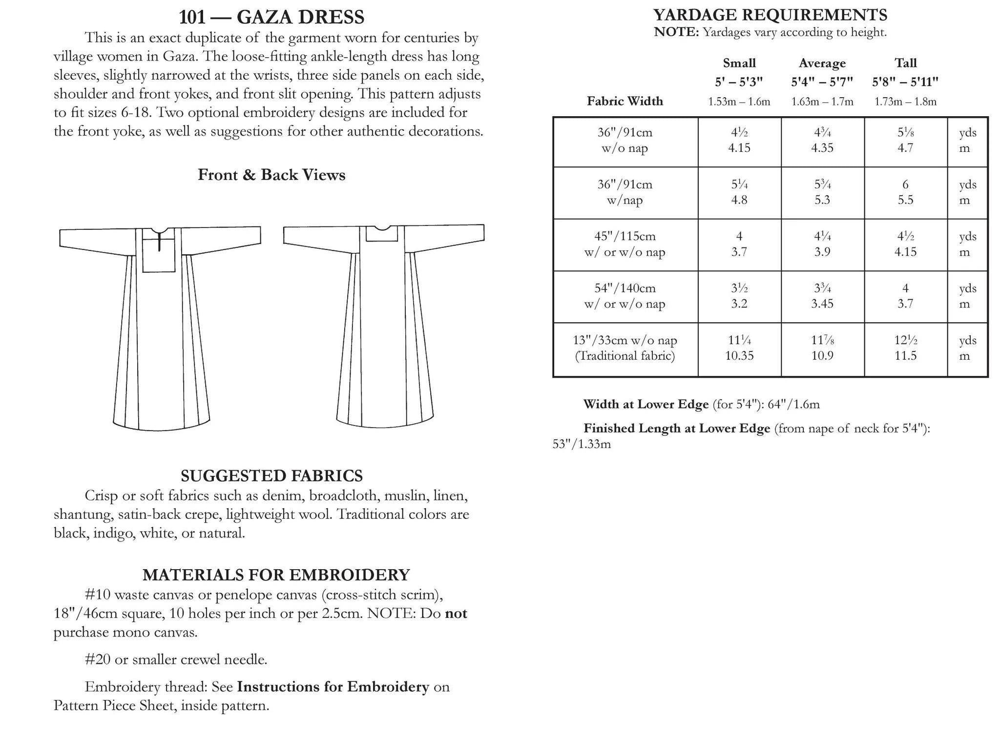 Folkwear - 101 Gaza Dress - PDF and Printed Pattern
