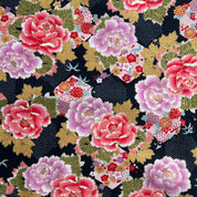 Hokkoh - Cotton Dobby - Metallic Floral Wagara - Pink & Black