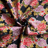 Hokkoh - Cotton Dobby - Metallic Floral Wagara - Pink & Black