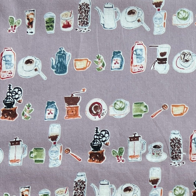 Hokkoh - Cotton Lawn - Coffee Paraphernalia - Lilac