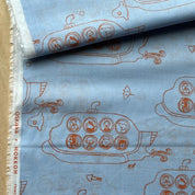 Hokkoh - Cotton Lawn - Famous People in Submarines - Baby Blue