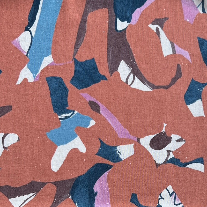 Hokkoh - Linen/Cotton Sheeting - Abstract Color Shapes - Burnt Orange