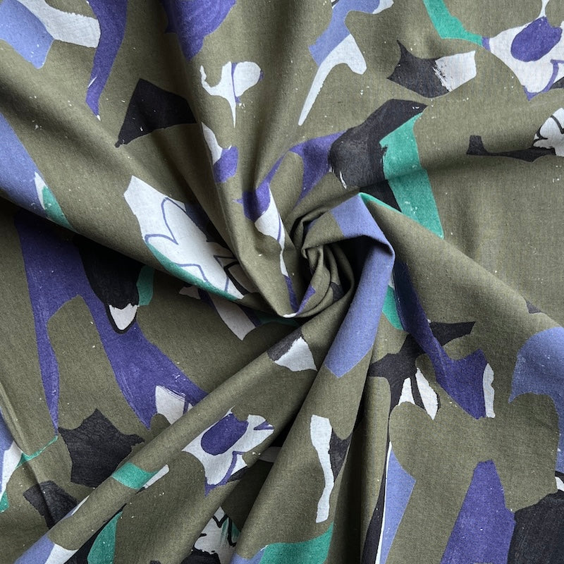 Hokkoh - Linen/Cotton Sheeting - Abstract Color Shapes - Olive Green
