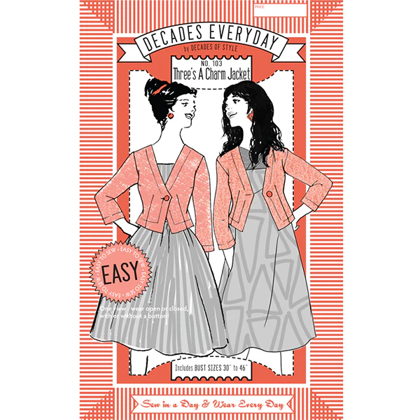 Decades of Style - Decades Everyday - #103 Three's a Charm Jacket - PDF and Printed Pattern