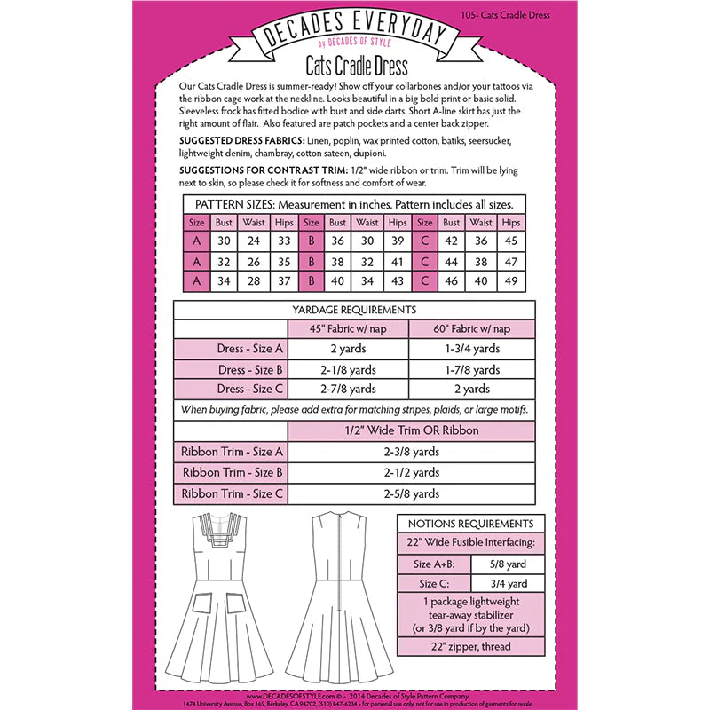 Decades of Style - Decades Everyday - #105 Cat's Cradle Dress - PDF and Printed Pattern