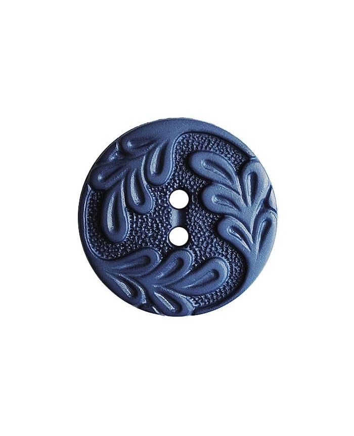 Dill - Blue Leaf Relief Button - 14mm