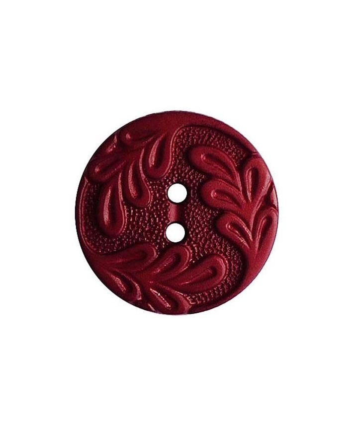 Dill - Burgundy Leaf Relief Button - 14mm