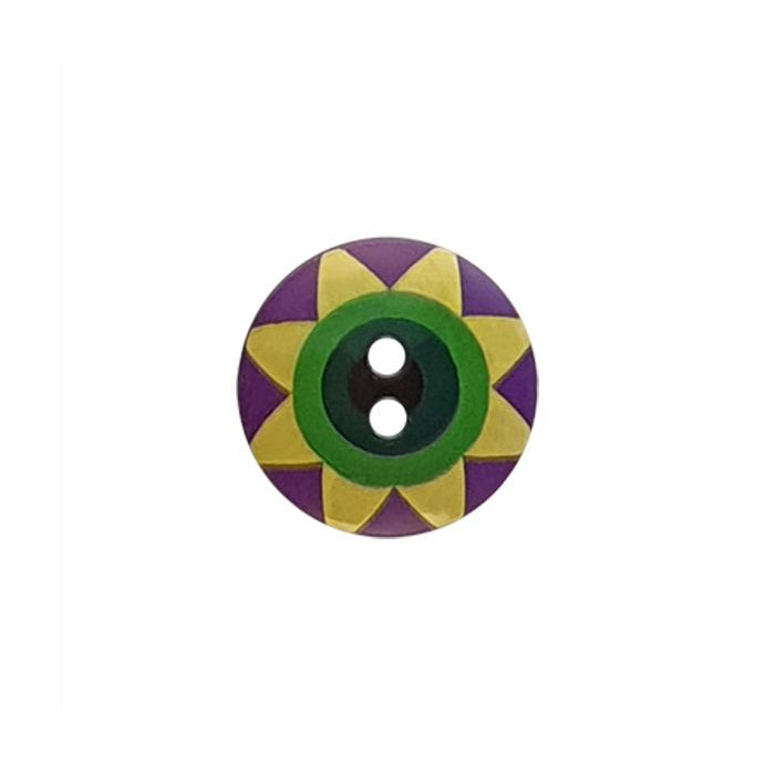 Dill - Kaffe Fassett Purple Blue Green Starflower Button - 15mm