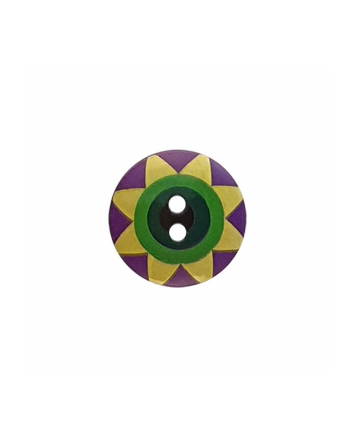 Dill - Kaffe Fassett Purple Blue Green Starflower Button - 15mm
