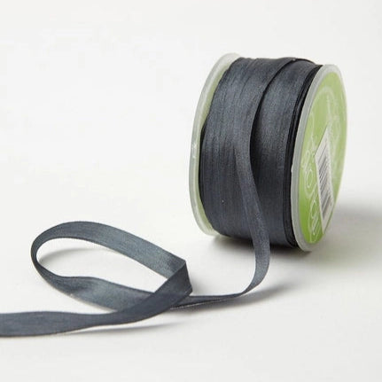 Hand-Dyed Silk Ribbon - 1/4" - Charcoal Gray