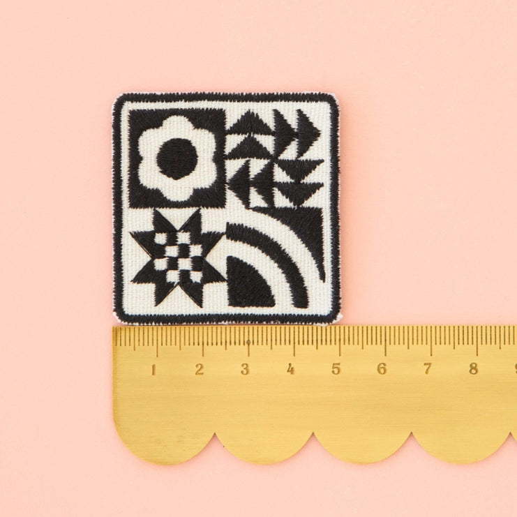 Sarah Hearts - Black Quilt Block Iron-On Patch