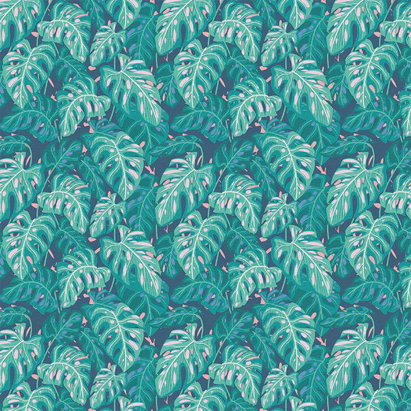 Paintbrush Studio - Pieces of India - Monstera Canopy - Blue/Pink
