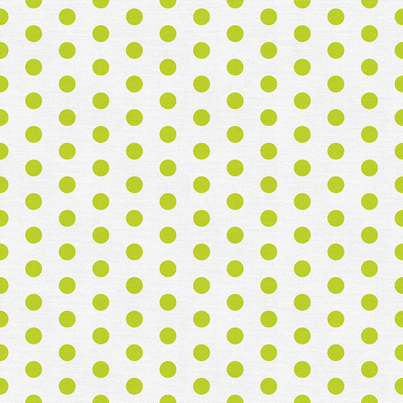 Fabric swatch with lime green dots on a white background