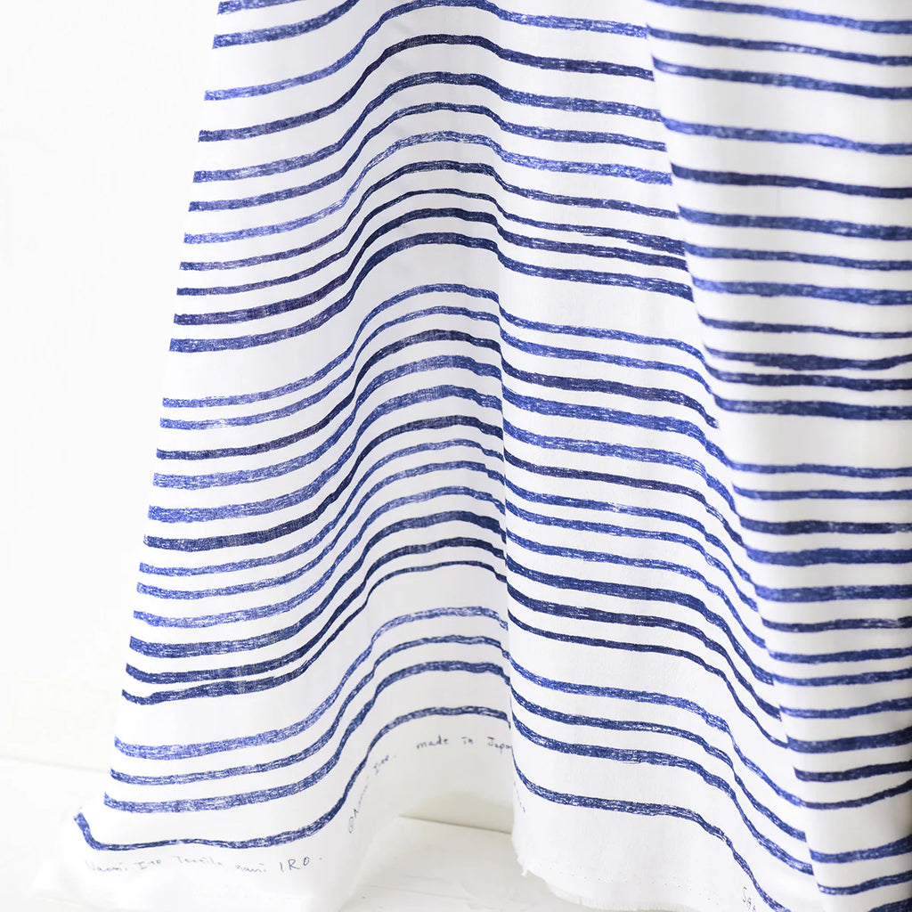 Nani Iro - Organic Cotton Double Gauze - SAAAA SAAAA - Blue and White Stripe