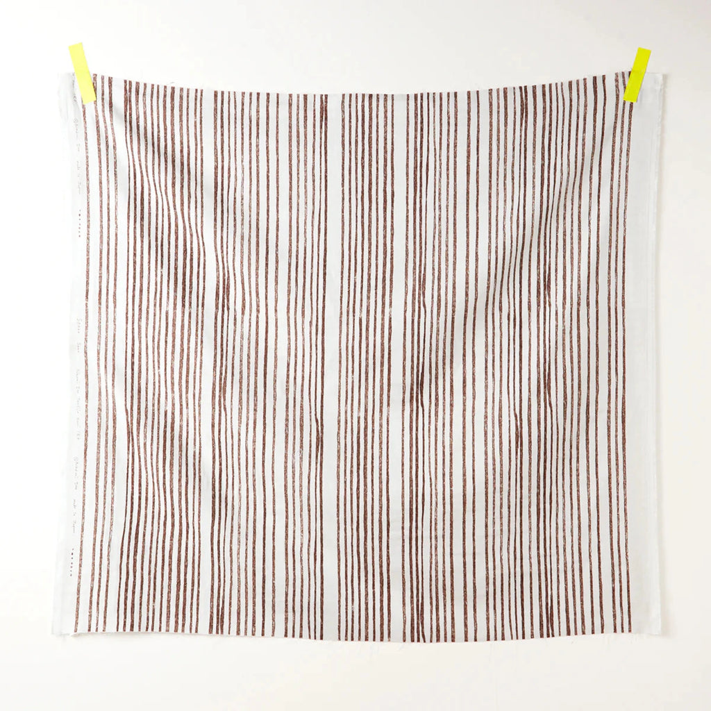 Nani Iro - Organic Cotton Double Gauze - SAAAA SAAAA - Brown and White Stripe