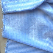 Deadstock - Cotton Seersucker - Blue & White Stripe