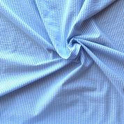 Deadstock - Cotton Seersucker - Blue & White Stripe