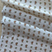 Deadstock - Cotton Swiss Dot - White with Orange Bouquet