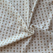 Deadstock - Cotton Swiss Dot - White with Orange Bouquet