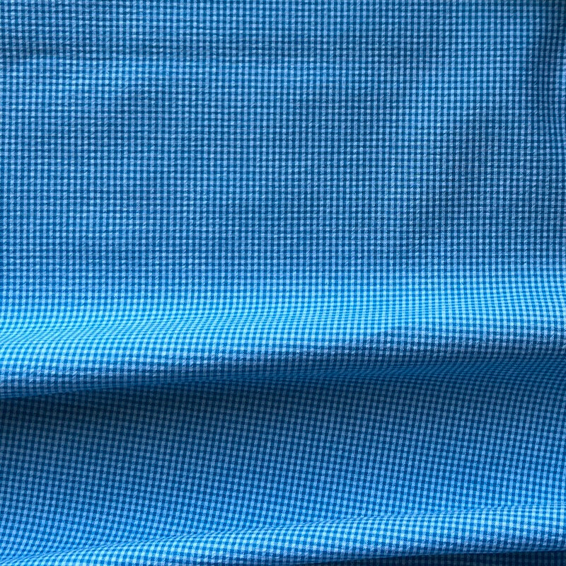 Deadstock - Cotton Seersucker - Blue Gingham