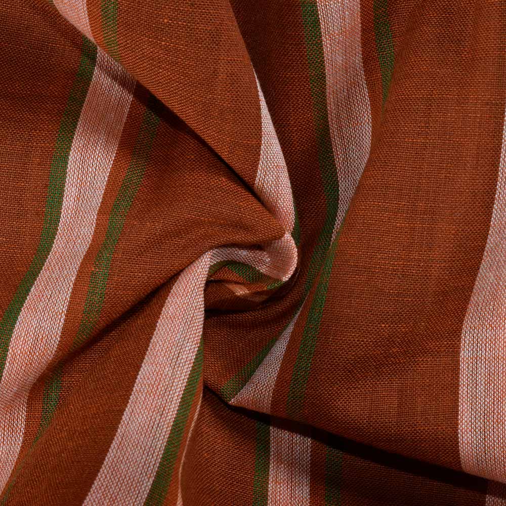 Khadi Handwoven Cotton - Yarn Dyed Stripe - Brown
