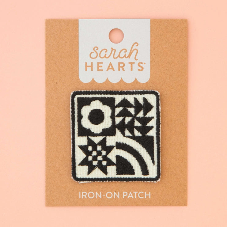 Sarah Hearts - Black Quilt Block Iron-On Patch