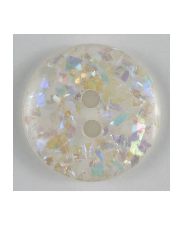 Dill - Two Hole Button - 11mm - White Glitter