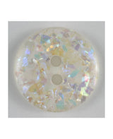 Dill - Two Hole Button - 11mm - White Glitter