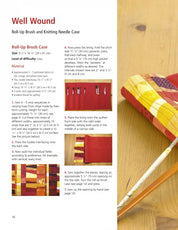 Instructions for a roll-up brush case with a wooden background