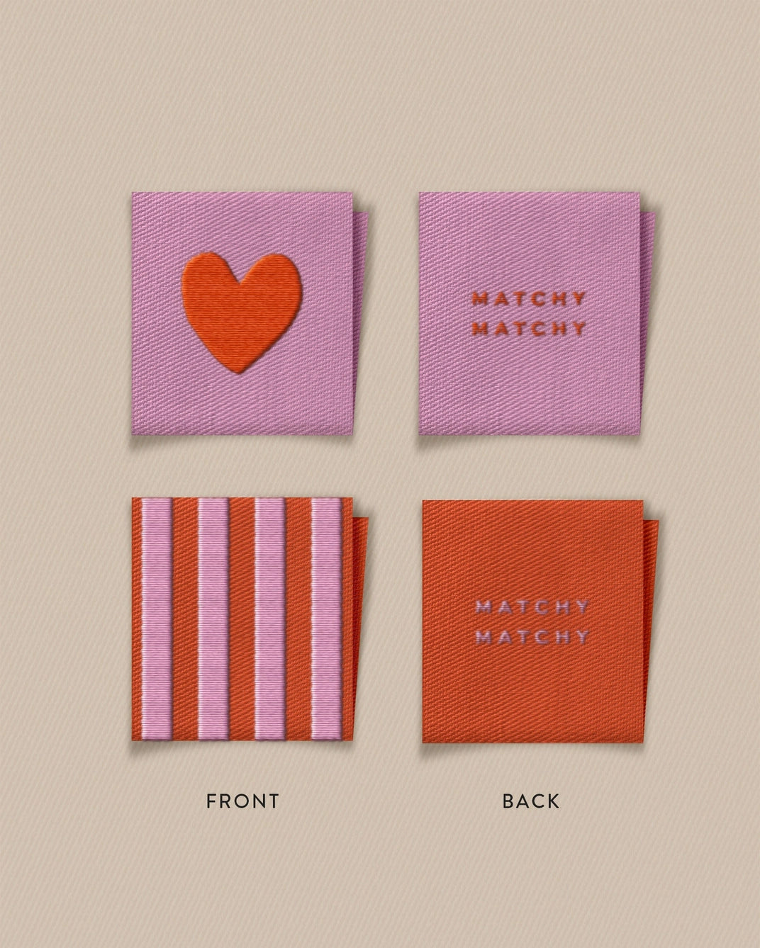 Matchy Matchy Sewing Club - Red Heart and Stripe Woven Labels