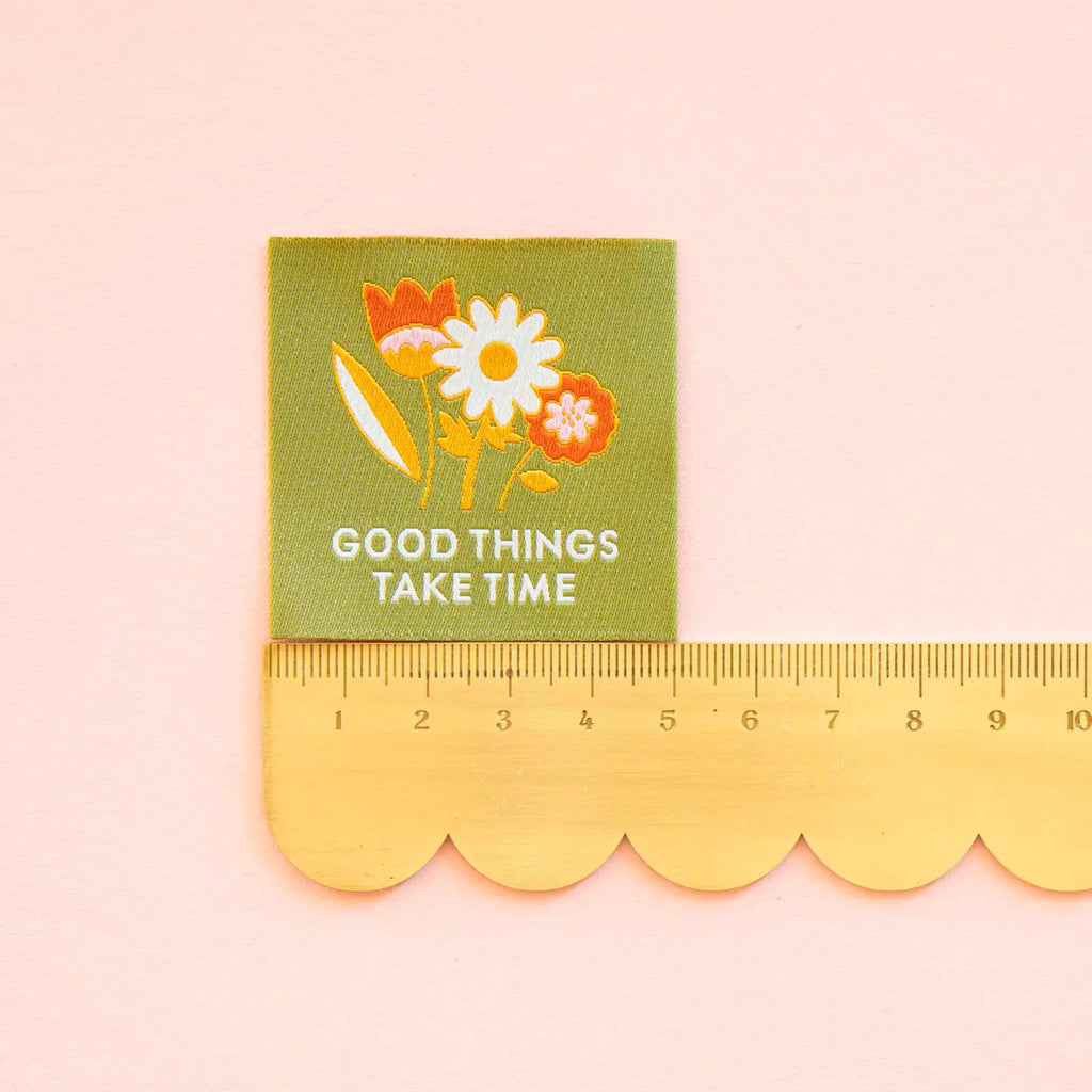 Sarah Hearts - Woven Sewing Label - Good Things Take Time
