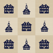 Marcus Fabrics - Indigo Schoolhouses - Patchwork - Beige