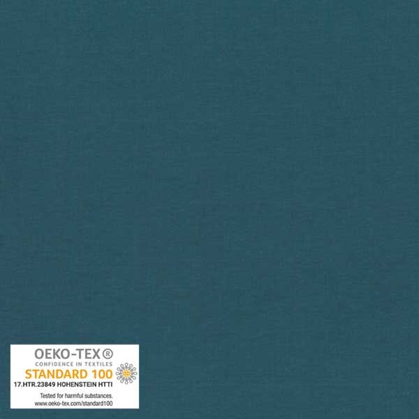 Solid blue color swatch with OEKO-TEX certification label.