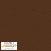 Brown textured fabric with OEKO-TEX certification label in the corner.