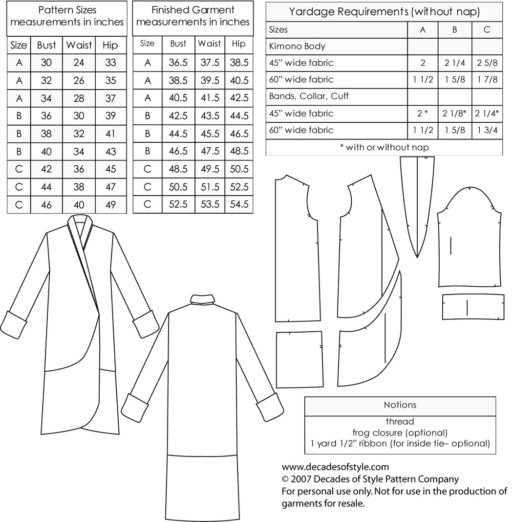 Decades of Style - #2001 1920s Tulip Wrap - PDF and Printed Pattern