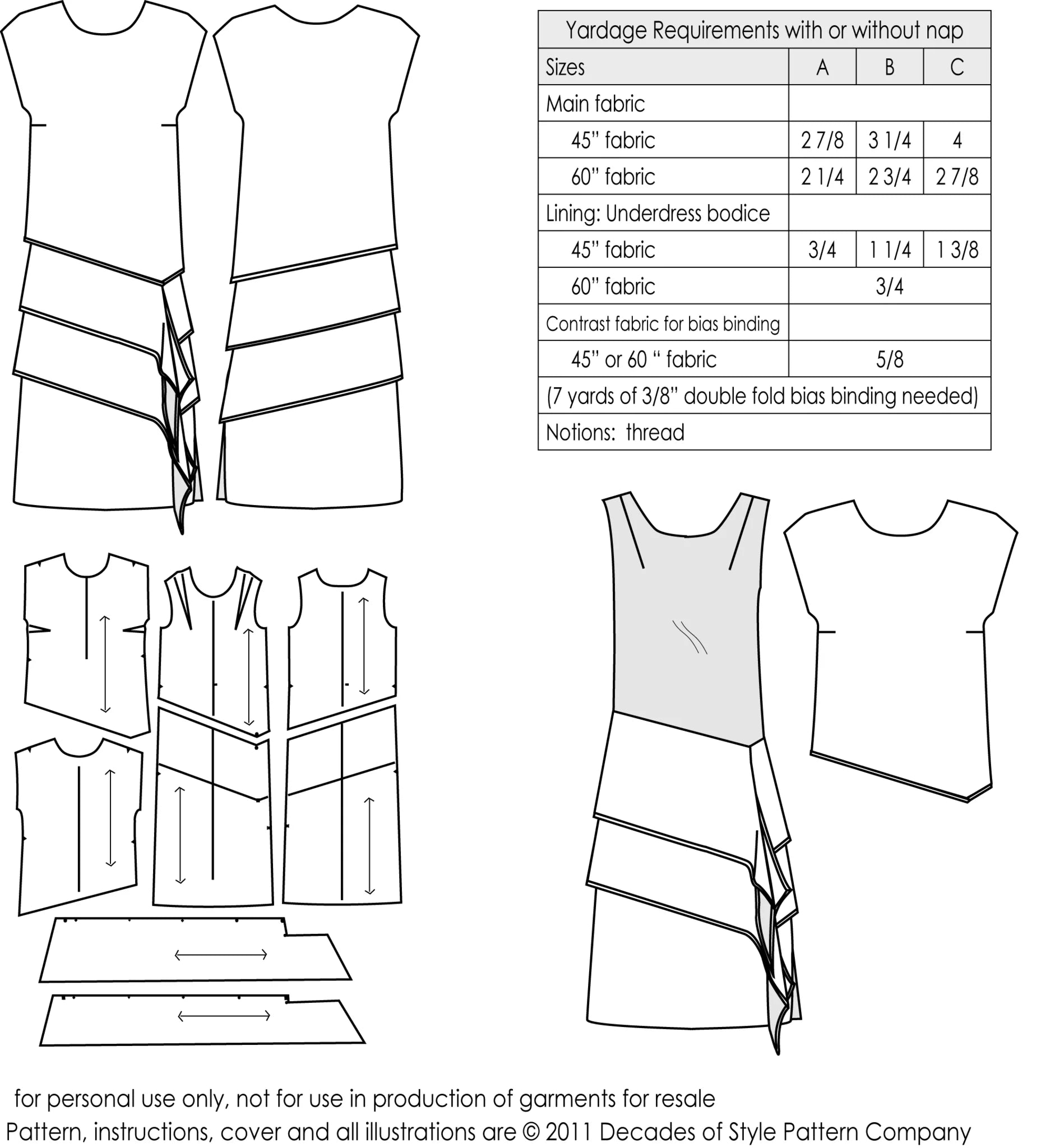 Decades of Style - #2004 1920s Tier-riffic Ensemble - PDF and Printed Pattern
