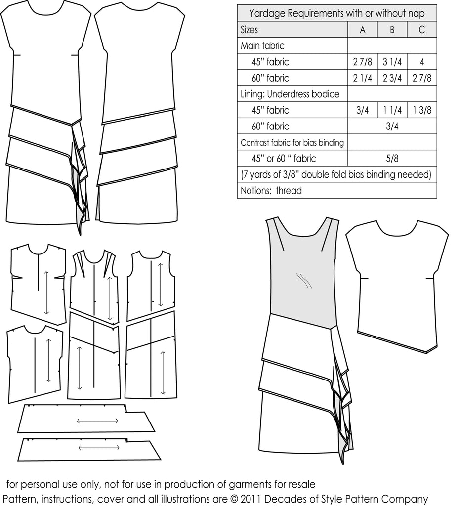 Decades of Style - #2004 1920s Tier-riffic Ensemble - PDF and Printed Pattern