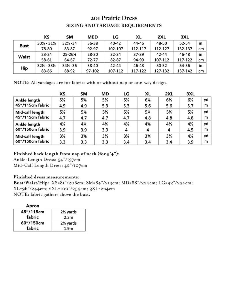 Folkwear - 201 Prairie Dress - PDF and Printed Pattern