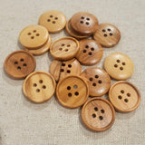 Ridged Wood Button - 15mm