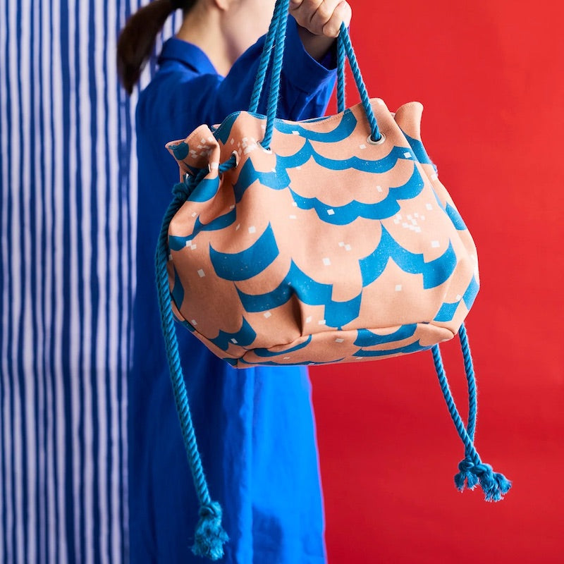 Echino - Cotton/Linen Lightweight Canvas - Float - Salmon and Royal