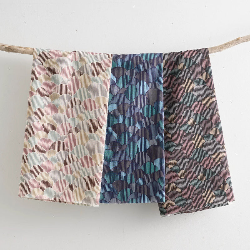 Kokka - Cotton/Linen Sheeting - Pathway by Bookhou - Scallops - Navy