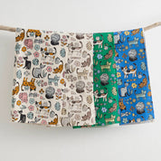 Kokka - Cotton/Linen Canvas - Scandinavian Style Cat - White